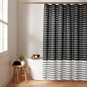 GAP Home Easy Stripe Organic Cotton Shower Curtain 72x72” Black White Farmhouse